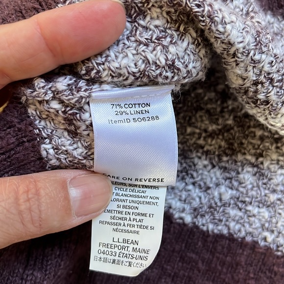 LL Bean Signature Linen Blend Crew Neck Sweater Purple Color Block Size L - Picture 10 of 15
